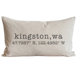 Custom City, State & Coordinates Pillow Cover.