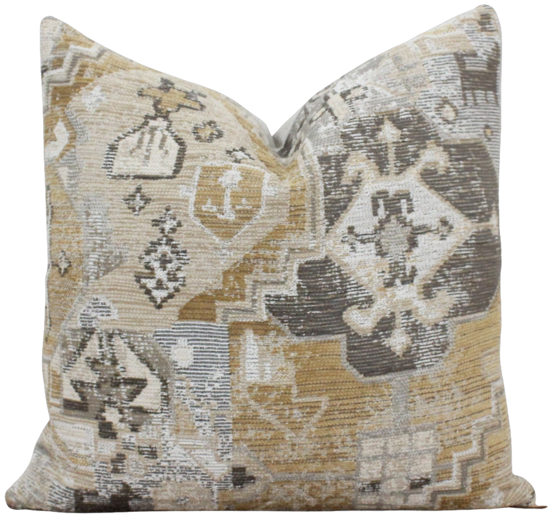 Mustard and Gray Tapestry Pillow Cover | Tallula