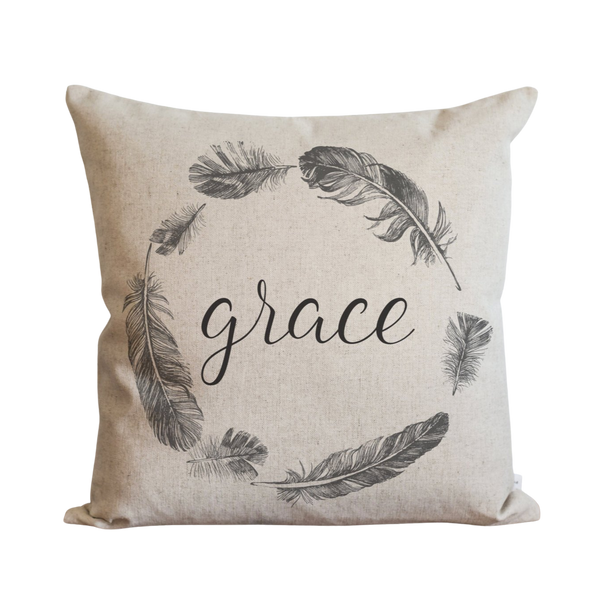 Grace Feather Wreath Pillow Cover.