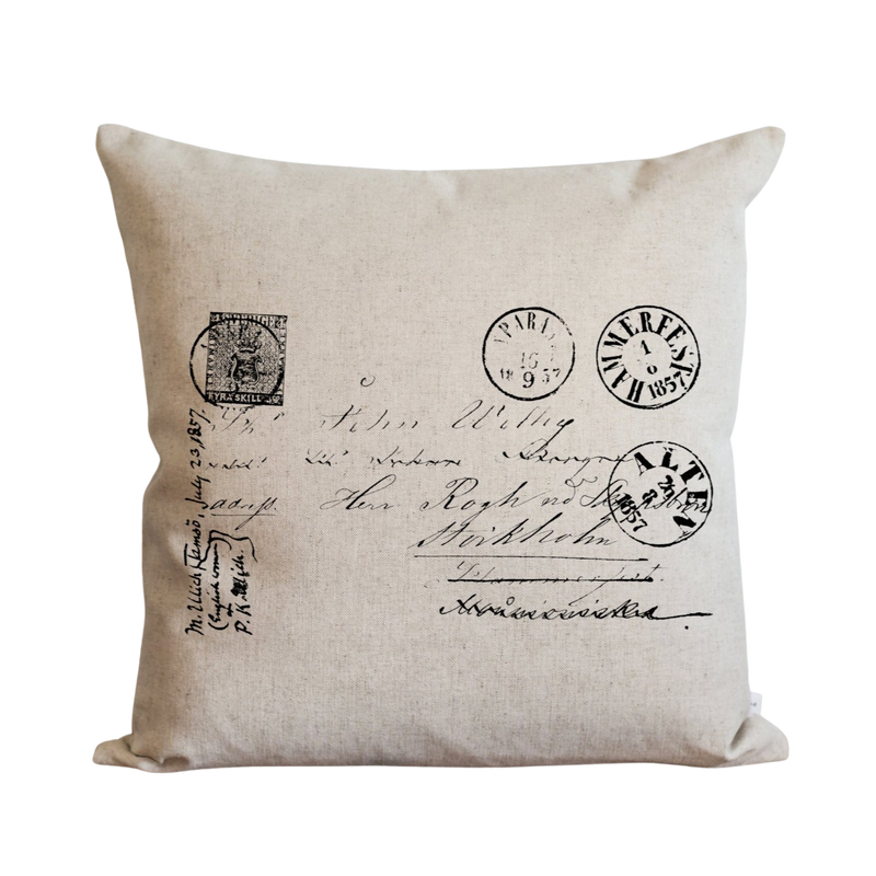 French Postage Pillow Cover.