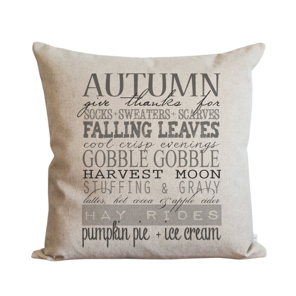 Autumn Words Pillow Cover.