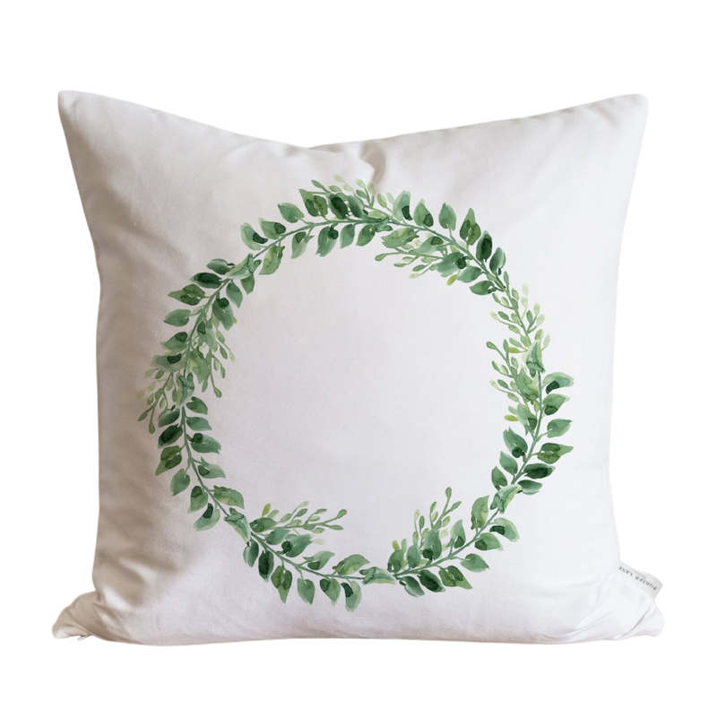Greenery Wreath Pillow Cover.