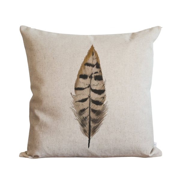 Watercolor Feather Pillow Cover.
