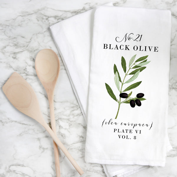 Botanical Black Olive Tea Towel