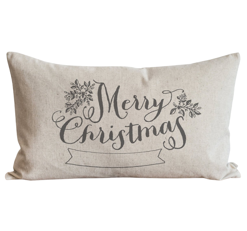 Merry Christmas Banner Pillow Cover.