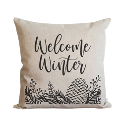 Welcome Winter Pine Cone Pillow Cover.