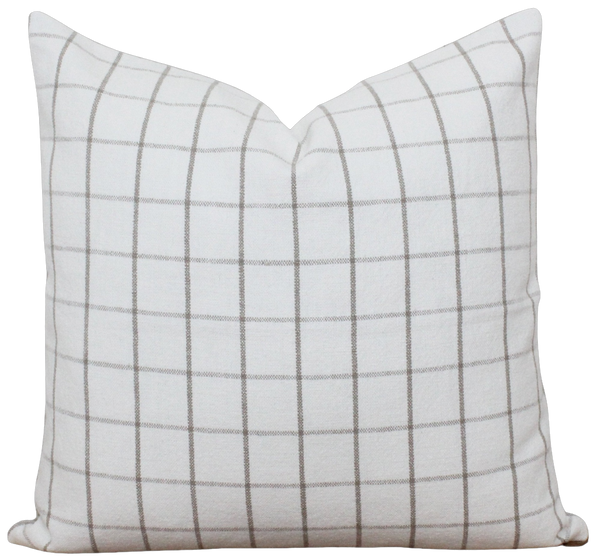 White and Beige Windowpane Pillow Cover | Brady