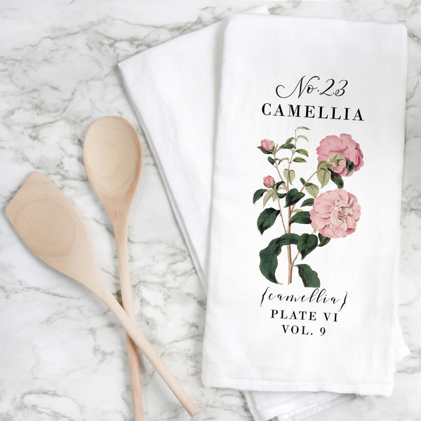 Botanical Camellia Tea Towel