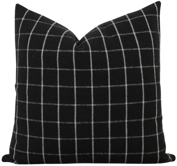 Black Windowpane Pillow Cover | Lennon