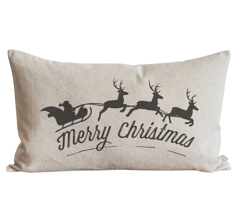 Merry Christmas Santa & Sleigh Pillow Cover.