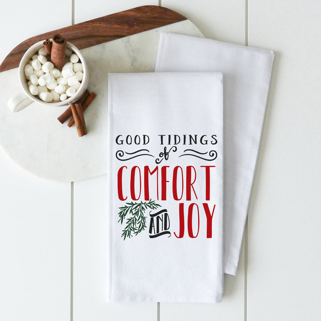 Good Tidings of Comfort and Joy Christmas Tea Towel Custom Tea
