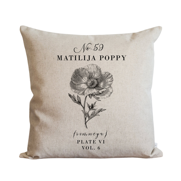 Botanical Matilija Poppy Pillow Cover.