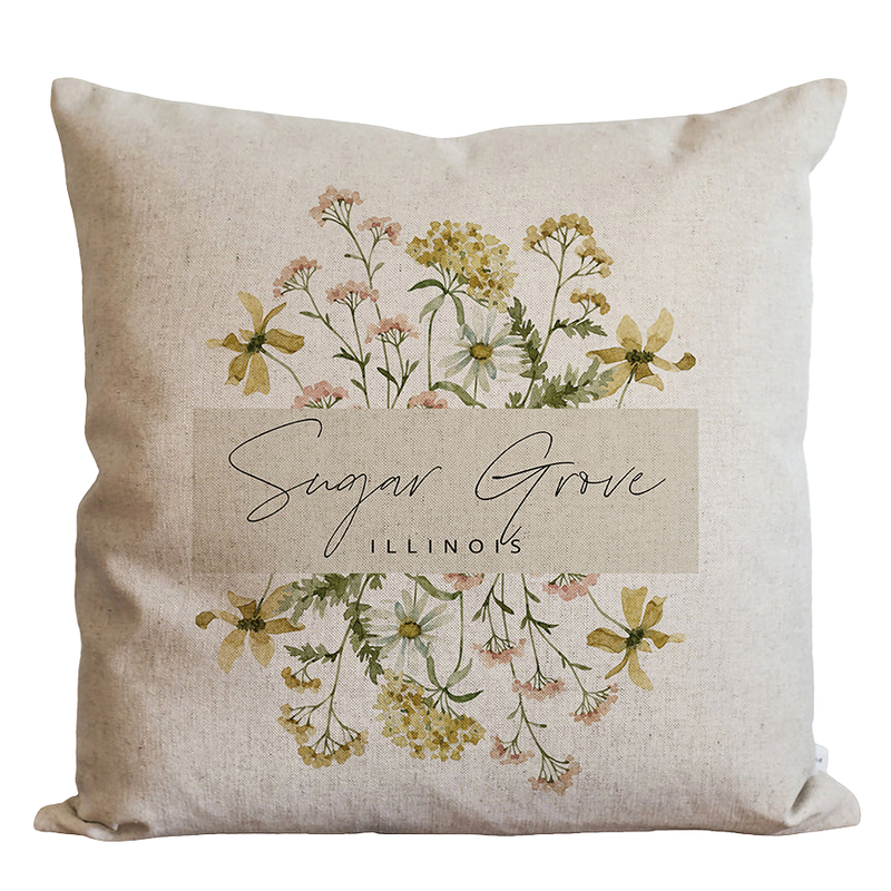 Custom Wildflower City State Pillow Cover
