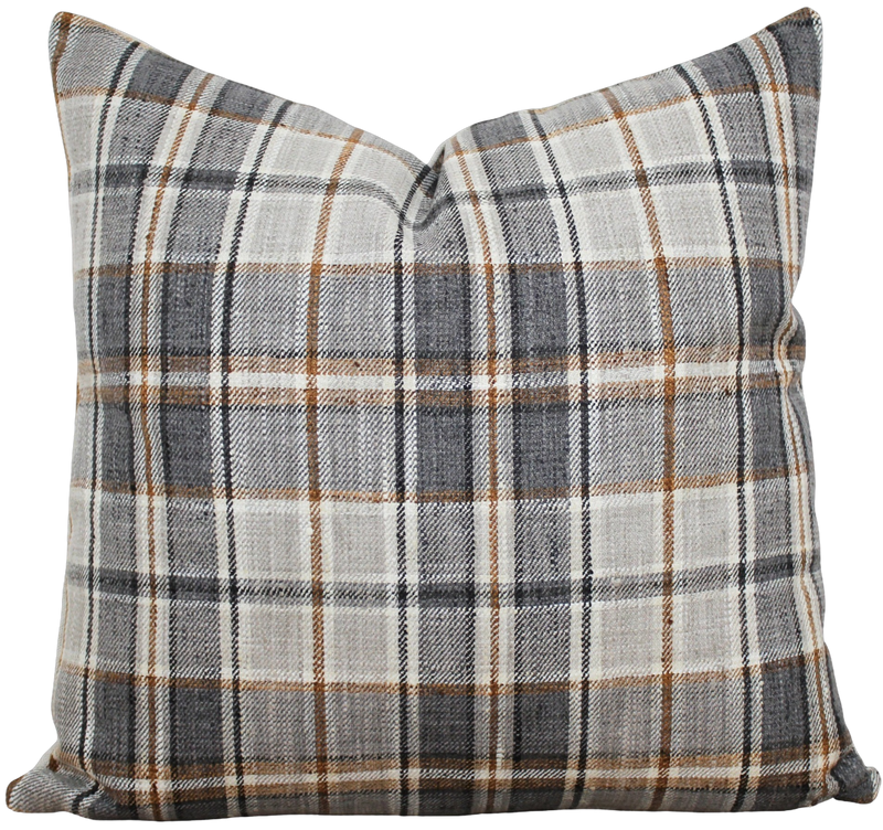 Gray plaid pillow covers outlet