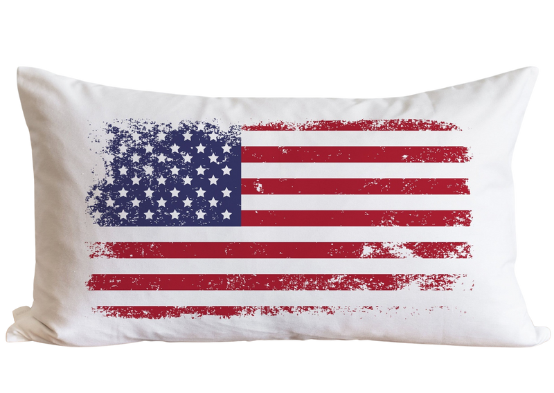 Distressed US Flag_Color Pillow Cover.