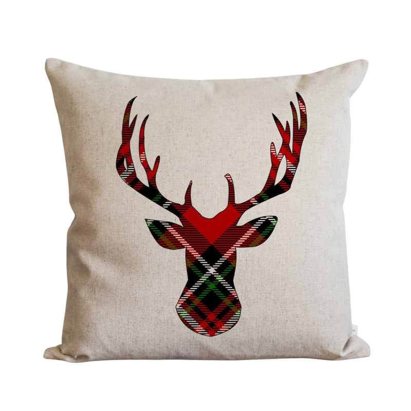 Tartan Deer Pillow Cover.