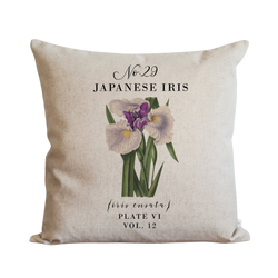 Botanical Japanese Iris Pillow Cover.