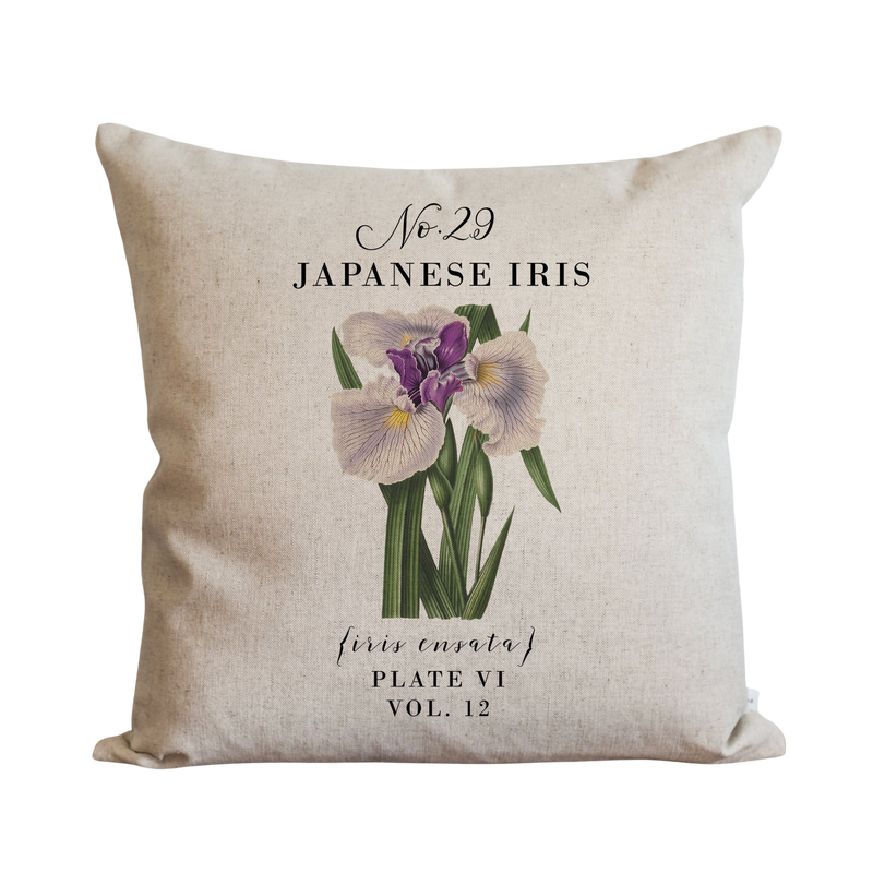 Botanical Japanese Iris Pillow Cover.