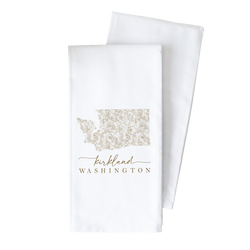 a white towel with a gold state of washington on it