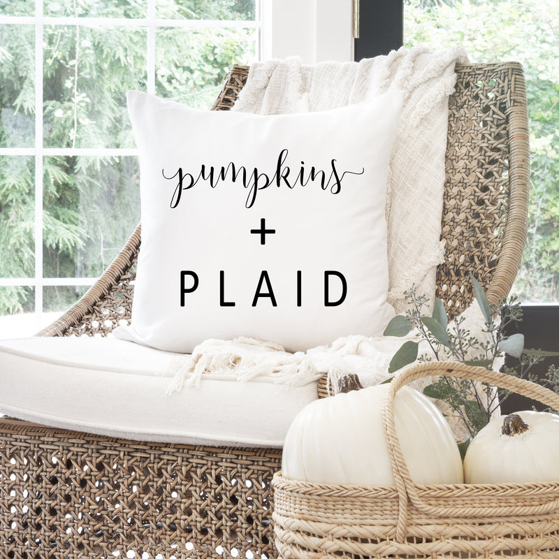 Plaid + Pumpkins Pillow Cover.