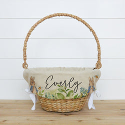 Personalized Easter Basket 2025 - Custom Embroidered Liner With Stuffers, Hand-Woven