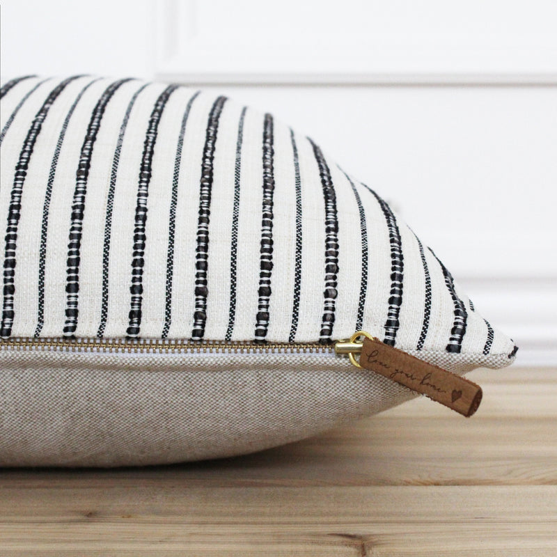 Black Pin Stripe Pillow Cover | Farren