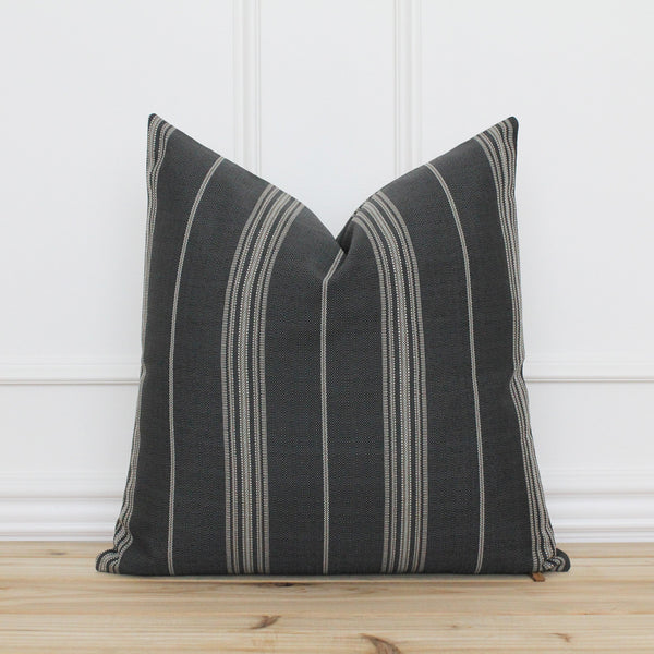 Black and Tan Stripe Indoor Outdoor Pillow Cover | Jake