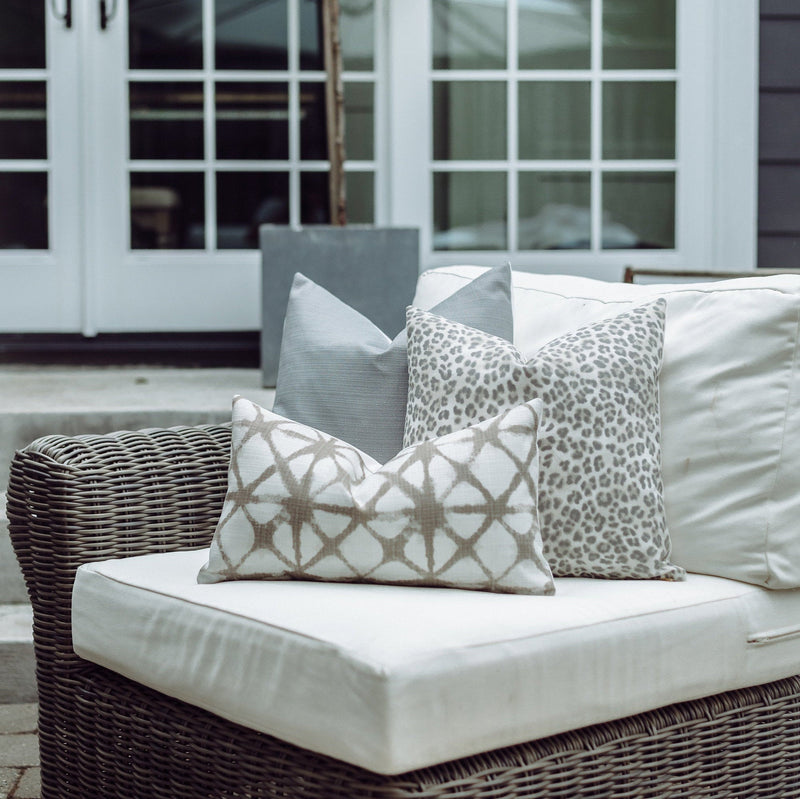 White and Tan Geometric Outdoor Pillow Cover | Echo