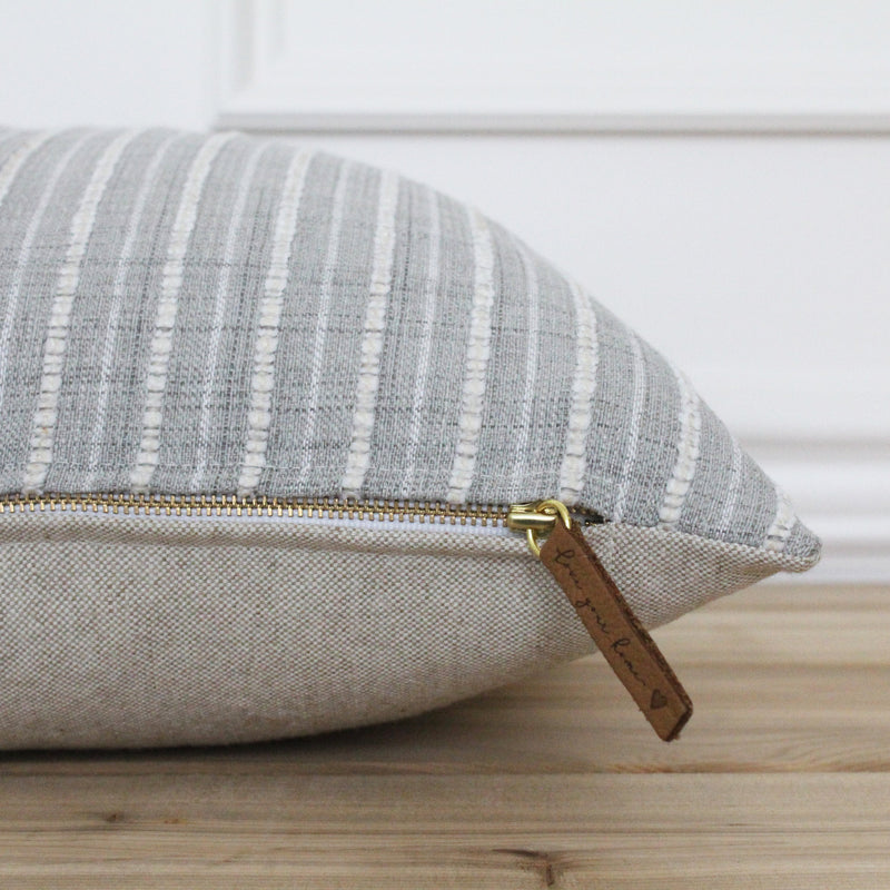Gray and Cream Striped Pillow Cover | Lila
