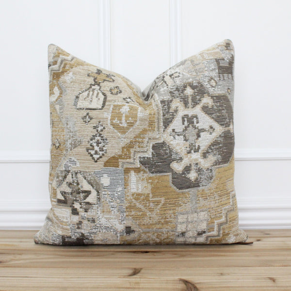 Mustard and Gray Tapestry Pillow Cover | Tallula