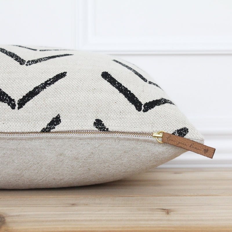 Beige and Black Mud Cloth Pillow Cover | Jade