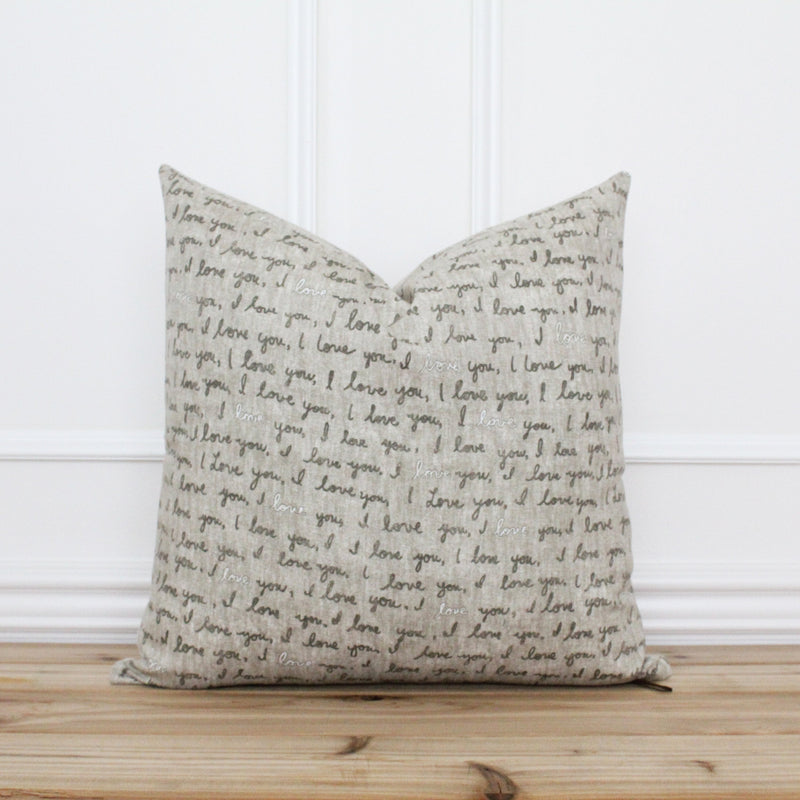 I Love You Script Pillow Cover | Sara