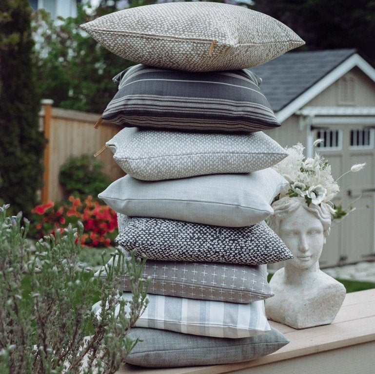 Gray and Gold Outdoor Pillow Cover | Harvey