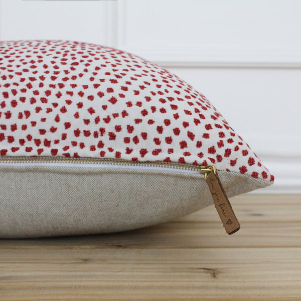 Red Dot Pillow Cover • Red Spot Pillow • Red 20x20 Textured Pillow • Custom Designer Pillow • Decorative Pillows • Lumbar Pillow | Destiny