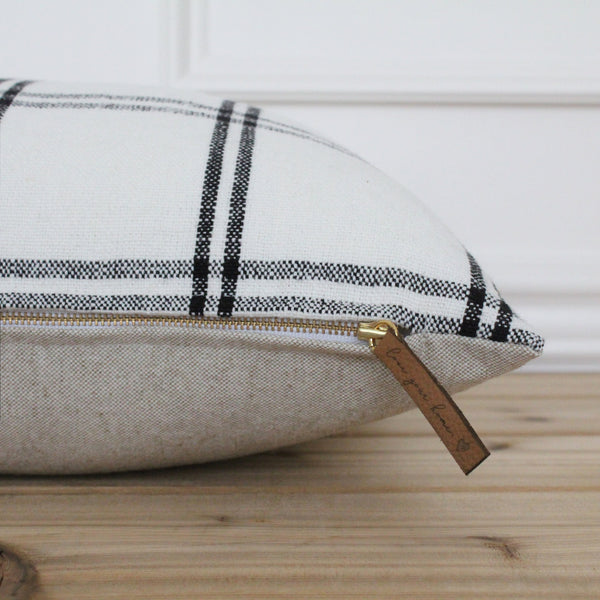 White and Black Plaid Pillow Cover • Farmhouse Pillow Cover • Modern Pillow Cover • Decorative Throw Pillow • Lumbar Pillow | Matilda