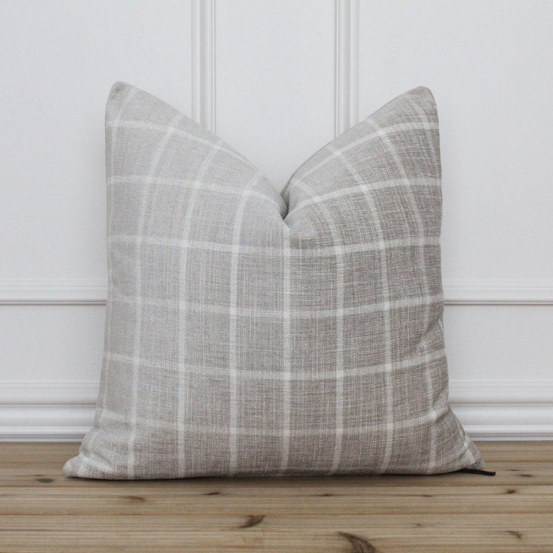 Chenille Plaid Pattern Pillow Cover • Gray Plaid Throw Pillow • Decorative Pillow • Grey Pillow Cover • Farmhouse Pillow Cover || Landon