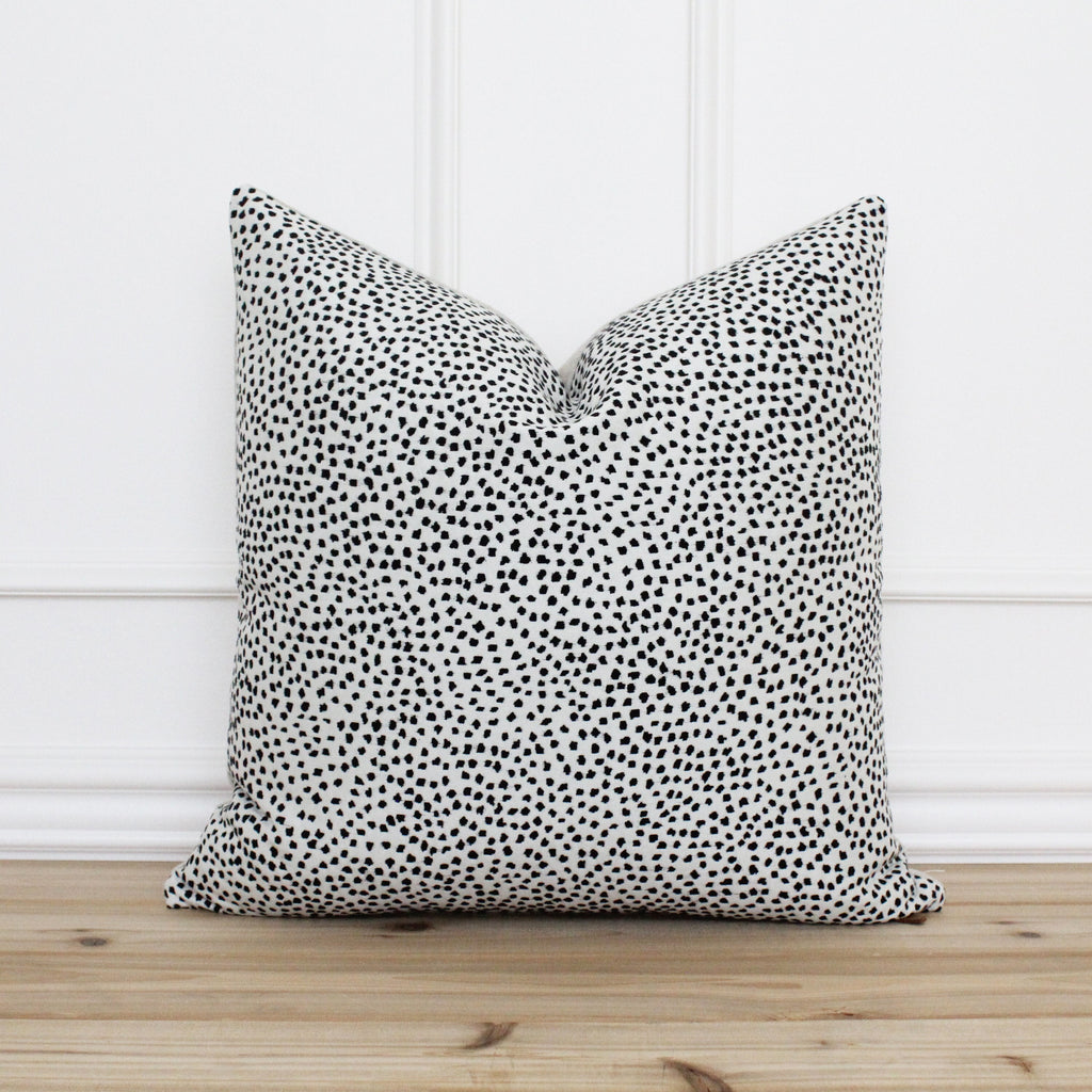 DOUBLE SIDED With Insert White With Black Dashed Lines Dash Line African  Mudcloth Pillow Insert Included Two Side 2 Sides 