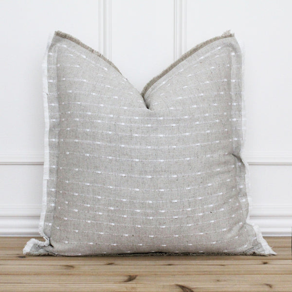 Natural Dotted Fringe Pillow Cover