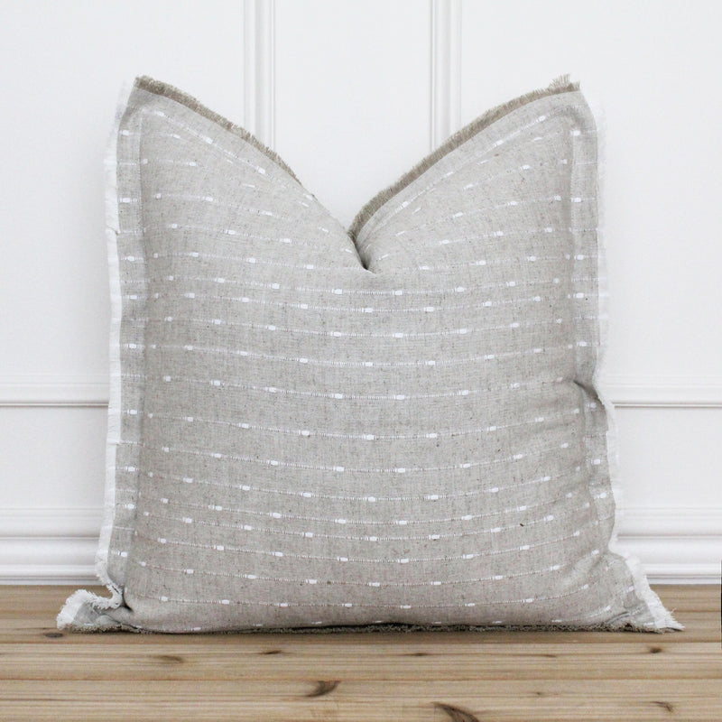 Natural Dotted Fringe Pillow Cover