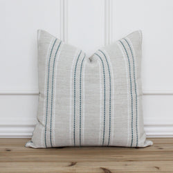 Teal Stripe Pillow Cover • Coastal Pillow • 20x20 Striped Pillow Cover • Farmhouse Pillow • Decorative Throw Pillows • Sofa Pillows | Mona