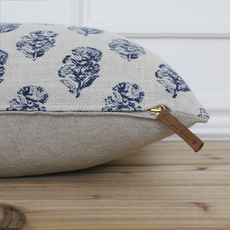 Navy Blue Hand Block Pillow Cover | Mallory