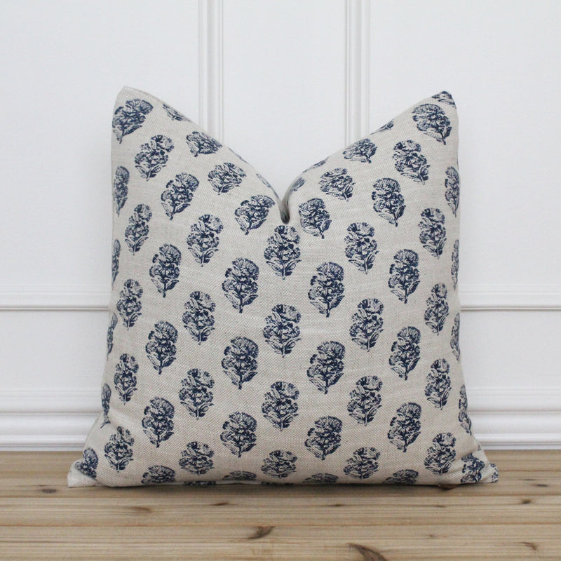 Navy Blue Hand Block Pillow Cover | Mallory