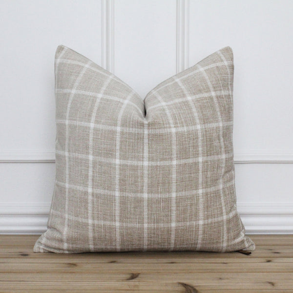 Tan Plaid Pillow Cover • Plaid Accent Pillow • Decorative Throw Pillow • Handmade Designer Pillow Cover • Farmhouse Pillow Covers || Griffin