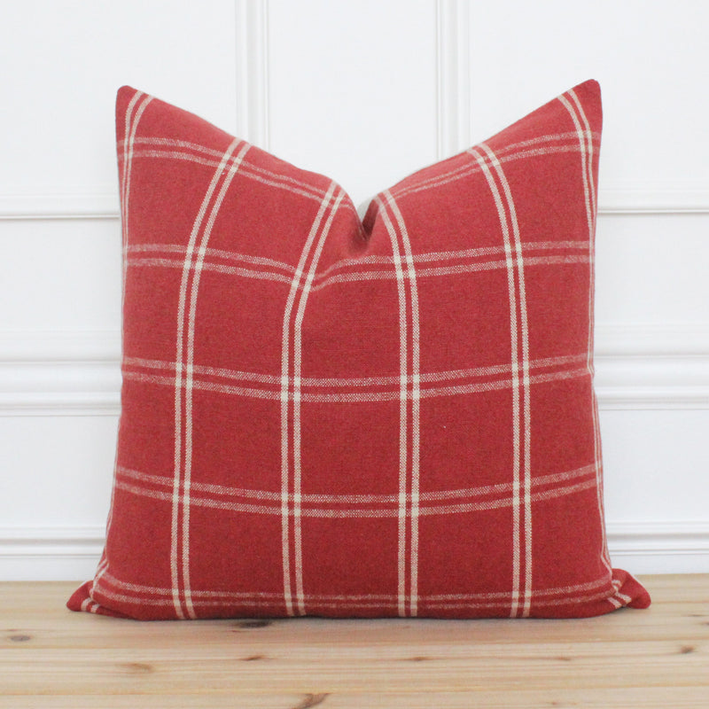 Red and White Plaid Pillow Cover | Raine