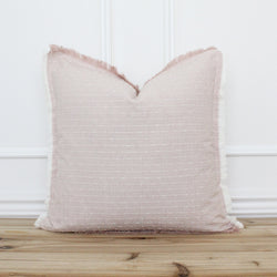 Blush Dotted Fringe Pillow Cover