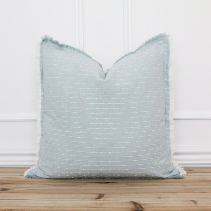 Seafoam Dotted Fringe Pillow Cover