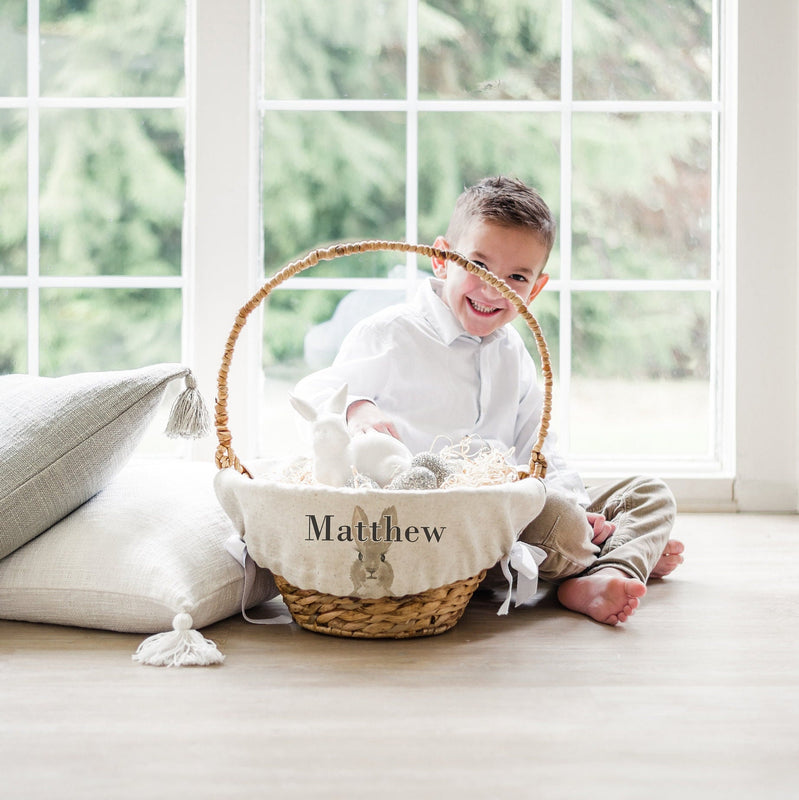 Bunny Personalized Basket Liner • Customized Easter Basket Liner • Monogram • Girl Easter Basket Liner • Boy Easter Basket Liner | Bunny