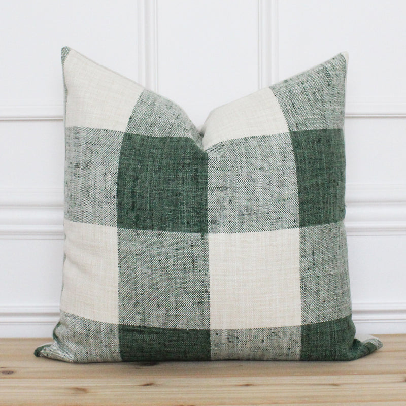 Green and White Plaid Pillow Cover • Buffalo Check Pillow Cover • Modern Pillow Cover • Decorative Throw Pillow • Lumbar Pillow | Finley