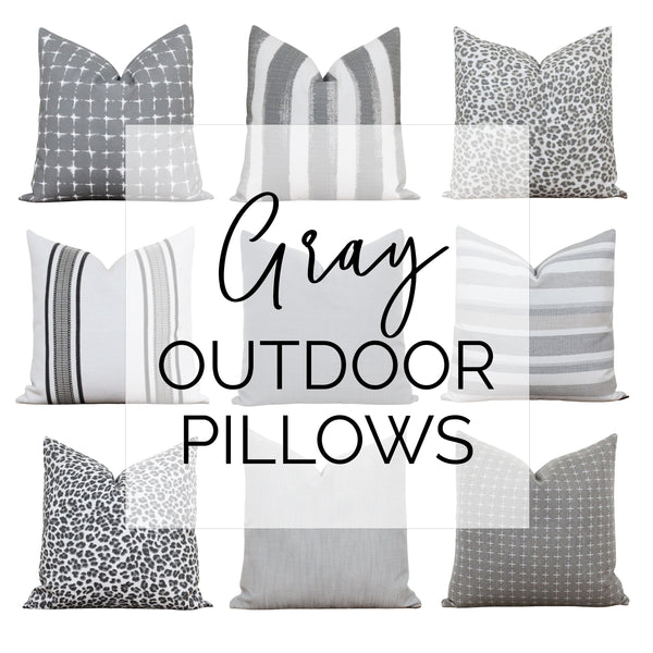 Gray Outdoor Pillow Covers • Stripe Outdoor Pillows • Summer Décor • Leopard Patio Pillows • Indoor Outdoor Pillows • Gray and White Pillows