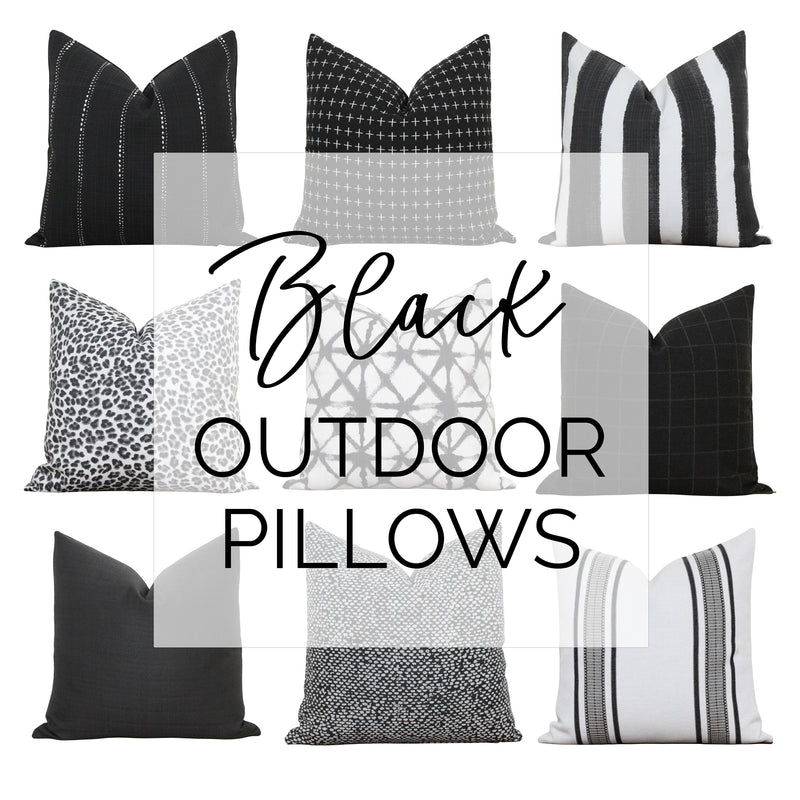 Black Outdoor Pillow Covers • Leopard Outdoor Cushion Cover • Stripe Summer Décor • Patio Pillows • Indoor Outdoor Pillows • Black and White